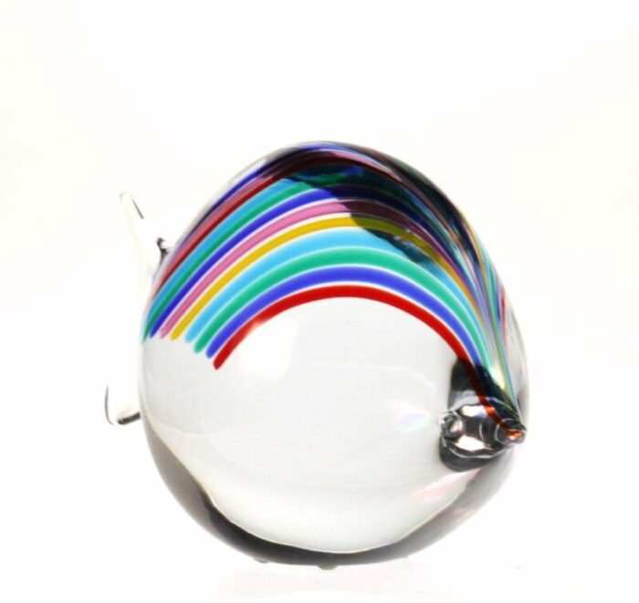 solid glass fish with rainbow rods by livio seguso for bisazza 1993 2