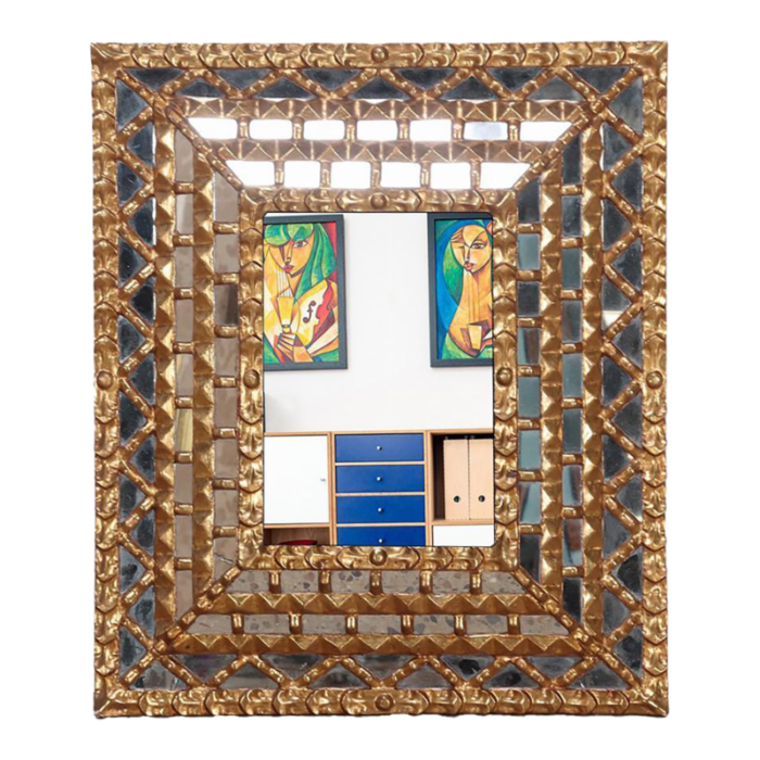 spanish colonial style giltwood mirror c 1950 9607