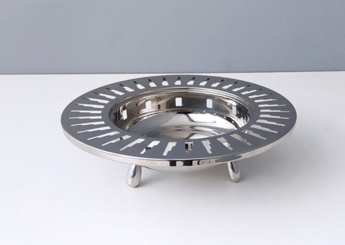 stainless steel cutout skyscraper footed bowl from alessi italyy 1990s 1