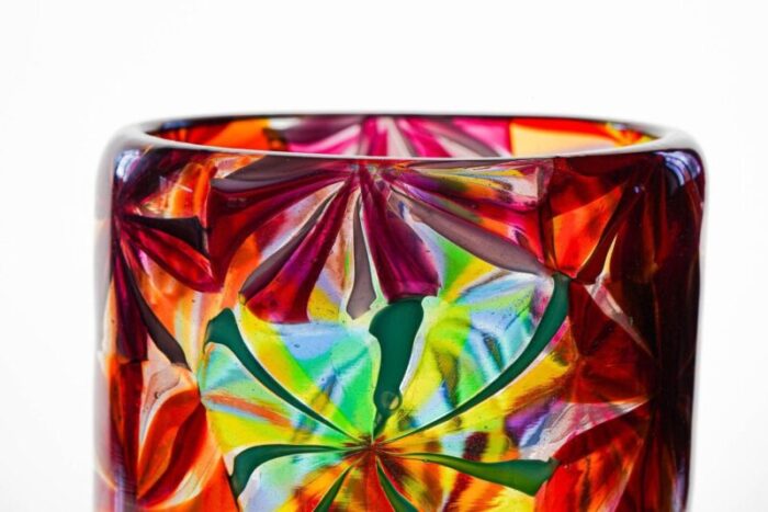 stellato murano glass vase in the style of pollio perelda for fratelli toso 6