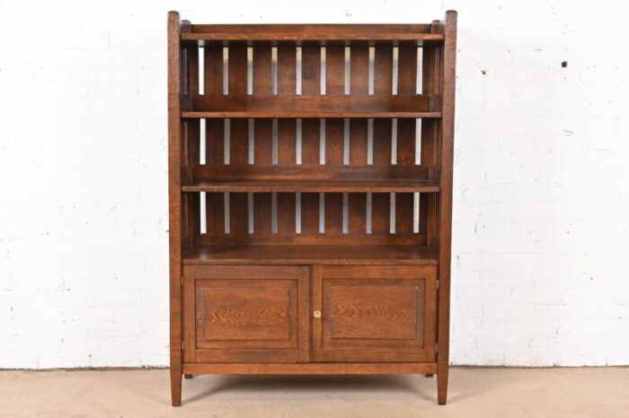 stickley brothers style antique mission oak arts and crafts bookcase newly refinished 3123