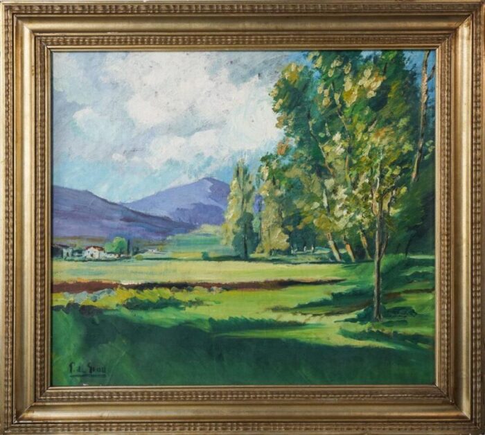 summer landscape oil on canvas framed 5498