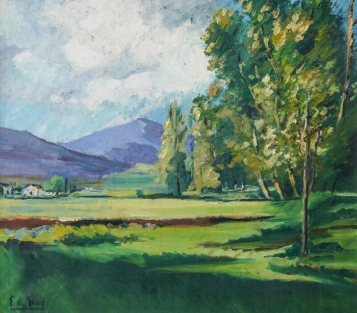 summer landscape oil on canvas framed 9296