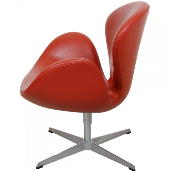 swan chair in original red leather by arne jacobsen 2000s 2639