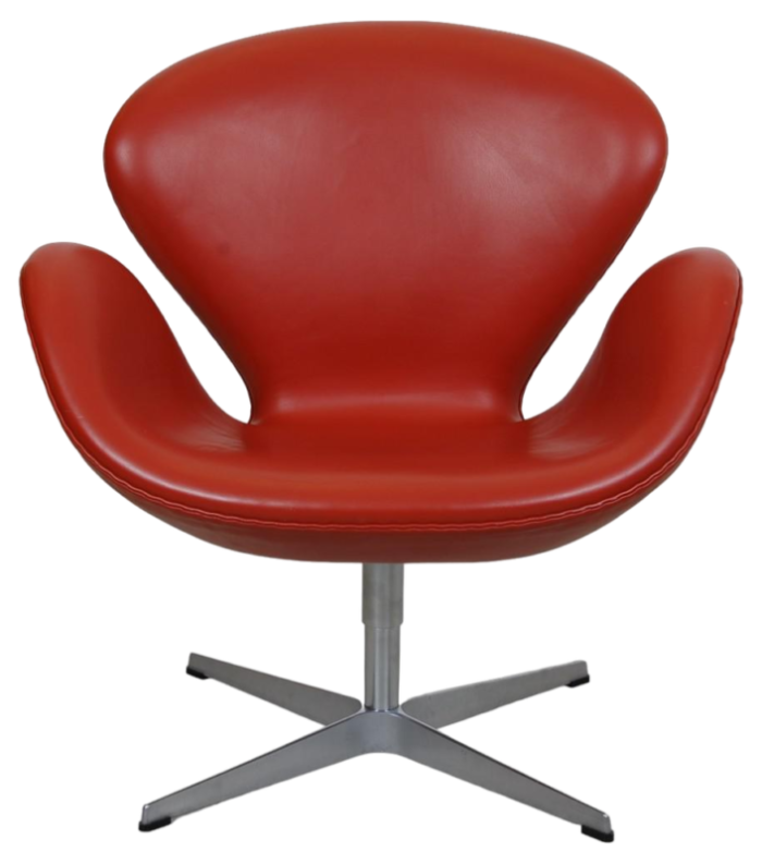 swan chair in original red leather by arne jacobsen 2000s 4595