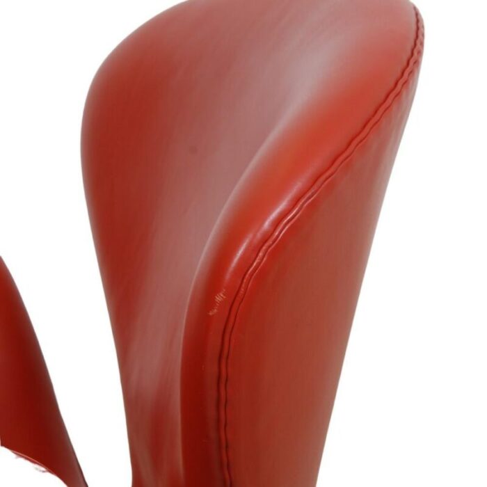 swan chair in original red leather by arne jacobsen 2000s 5019