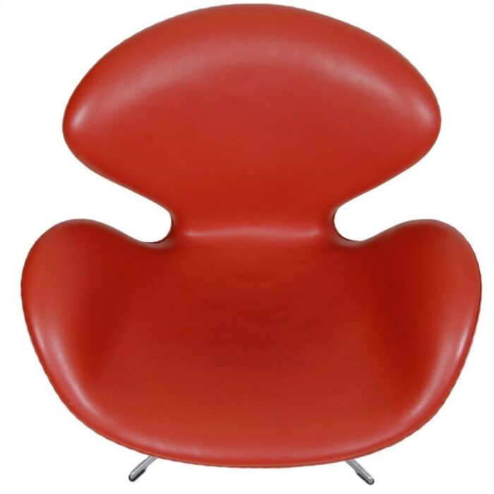 swan chair in original red leather by arne jacobsen 2000s 6045