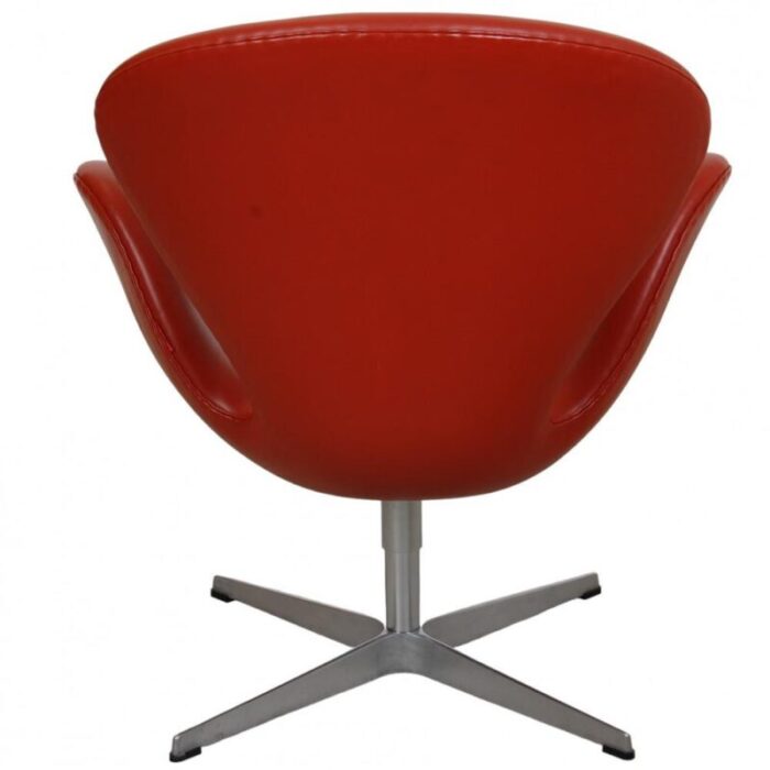 swan chair in original red leather by arne jacobsen 2000s 7309