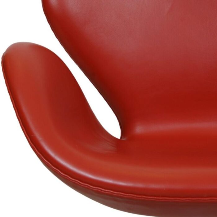 swan chair in original red leather by arne jacobsen 2000s 9703