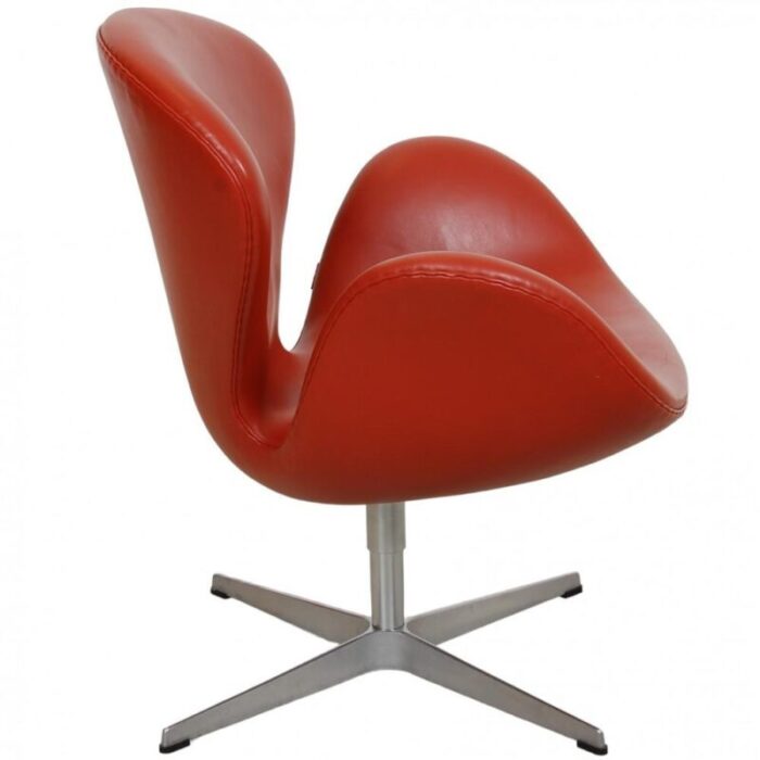 swan chair in original red leather by arne jacobsen 2000s 9859