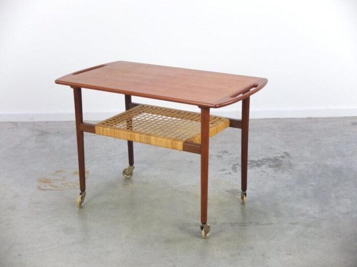 teak serving trolley in the style of johannes andersen 1960s 1777