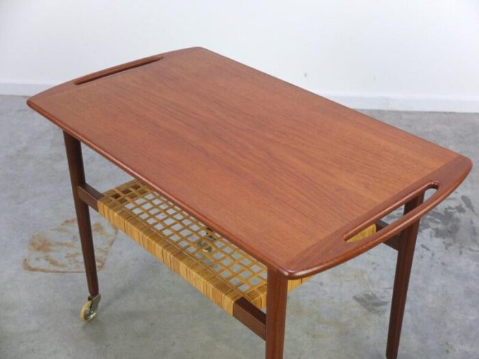 teak serving trolley in the style of johannes andersen 1960s 1958