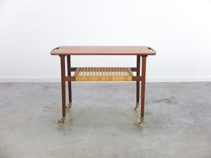 teak serving trolley in the style of johannes andersen 1960s 6872