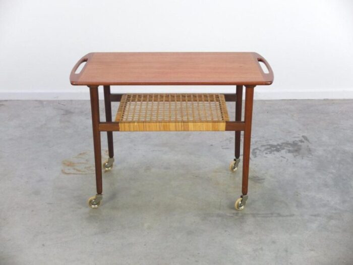 teak serving trolley in the style of johannes andersen 1960s 7016