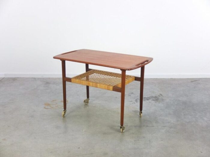 teak serving trolley in the style of johannes andersen 1960s 8823