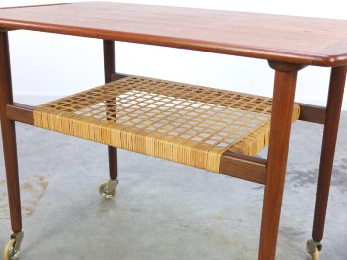 teak serving trolley in the style of johannes andersen 1960s 9043