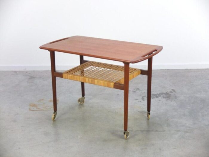 teak serving trolley in the style of johannes andersen 1960s 9506