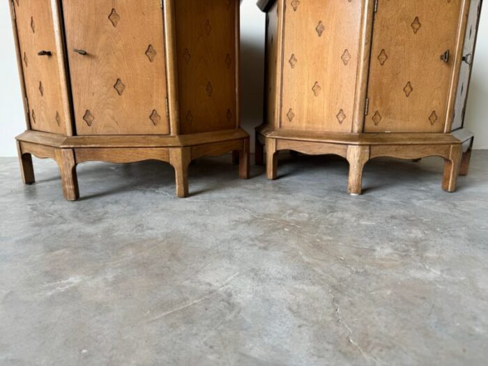 thomasville horizon mid century stone top octagon end tables nightstands a pair 3850