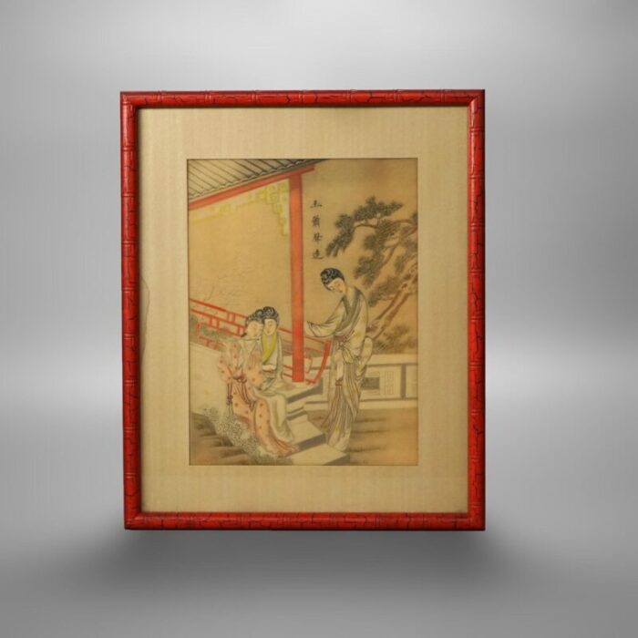 three japanese woodblock genre prints by torii kiyonaga and unknown artist 20thc set of 3 framed 1134