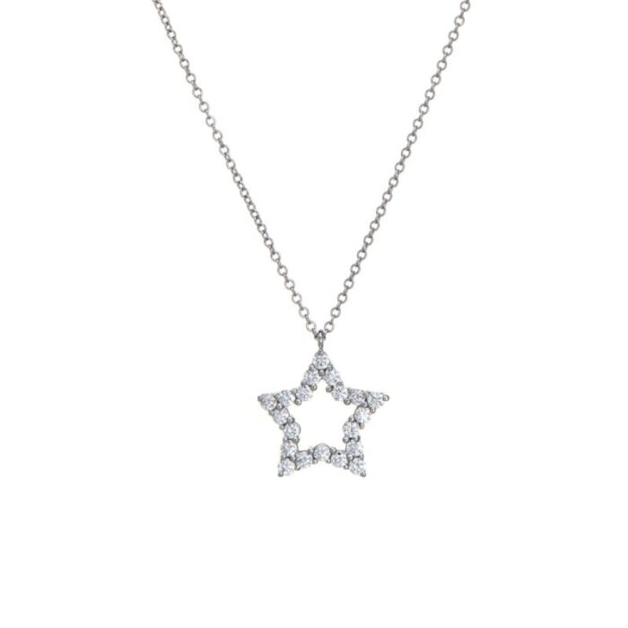 tiffany and co diamond star necklace platinum 16 chain signed estate jewelry 1049