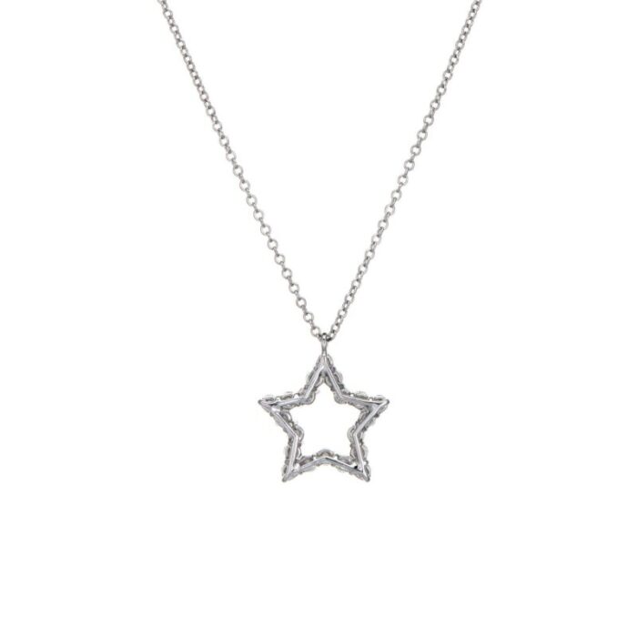 tiffany and co diamond star necklace platinum 16 chain signed estate jewelry 1113