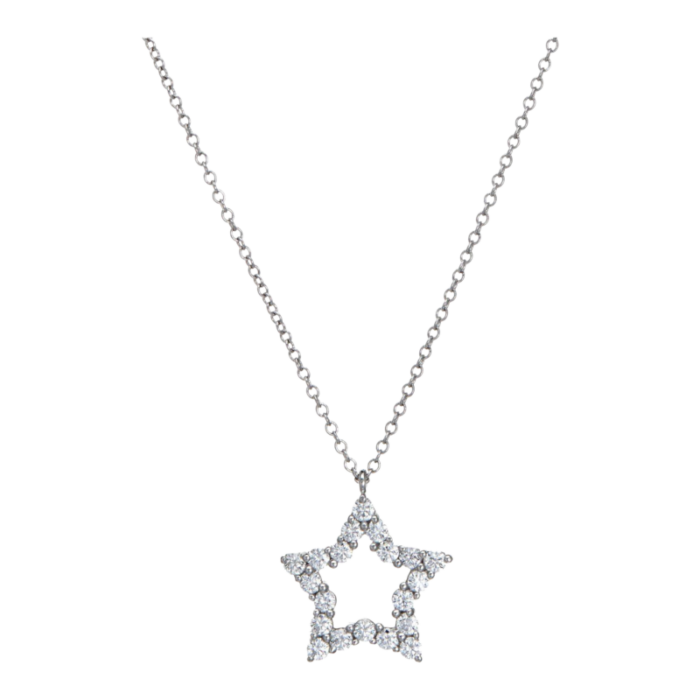 tiffany and co diamond star necklace platinum 16 chain signed estate jewelry 9487