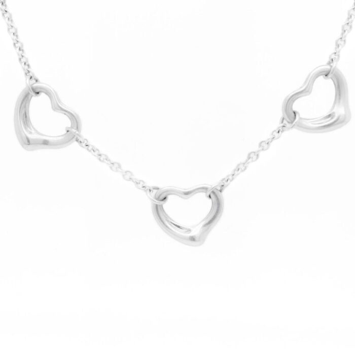 tiffany and co elsa peretti five open hearts sterling silver necklace 7528