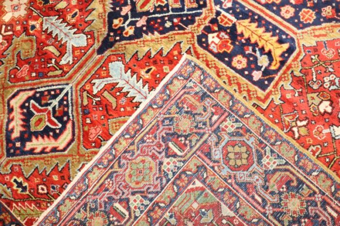 traditional antique heriz rug 84 x 109 8642