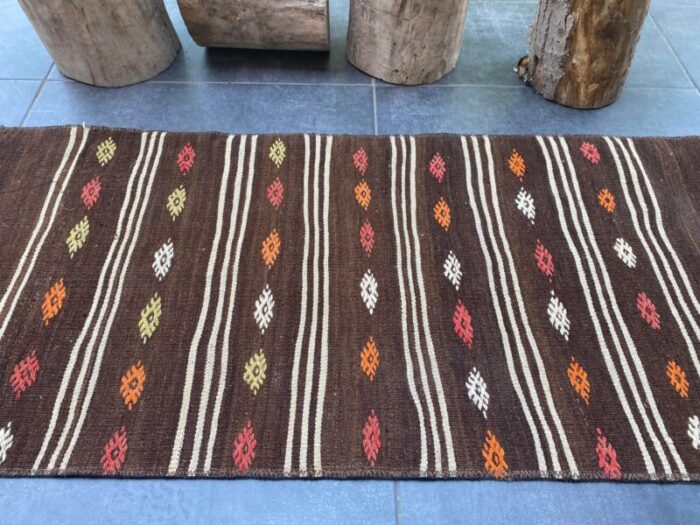 turkish geometric vintage kilim 1314