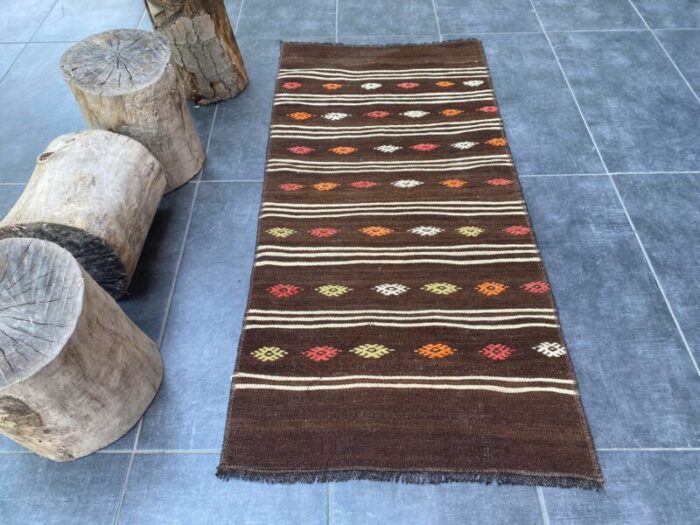 turkish geometric vintage kilim 5270