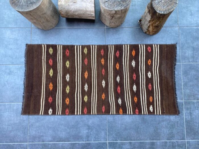 turkish geometric vintage kilim 5827