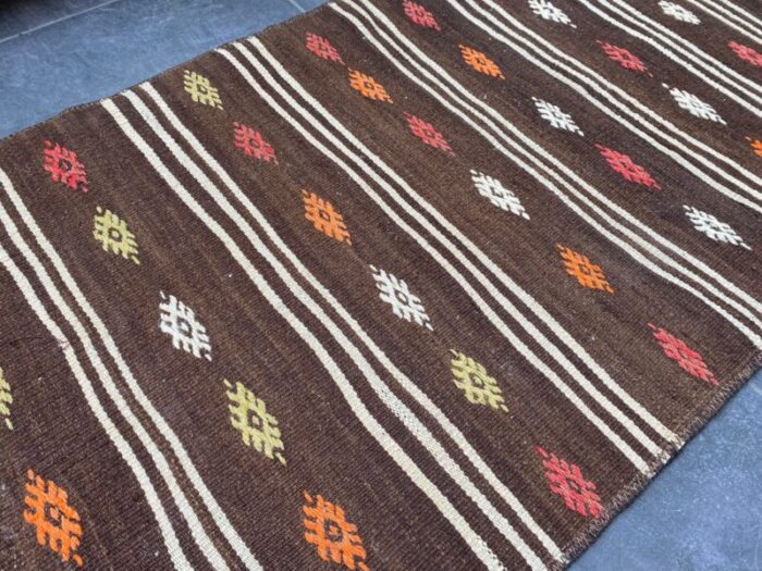 turkish geometric vintage kilim 7399