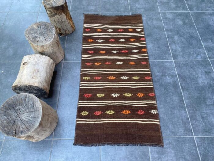 turkish geometric vintage kilim 7793