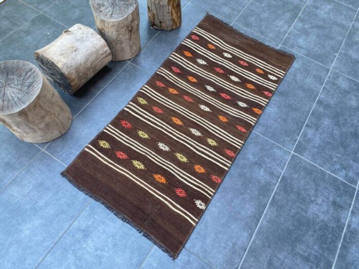 turkish geometric vintage kilim 8362