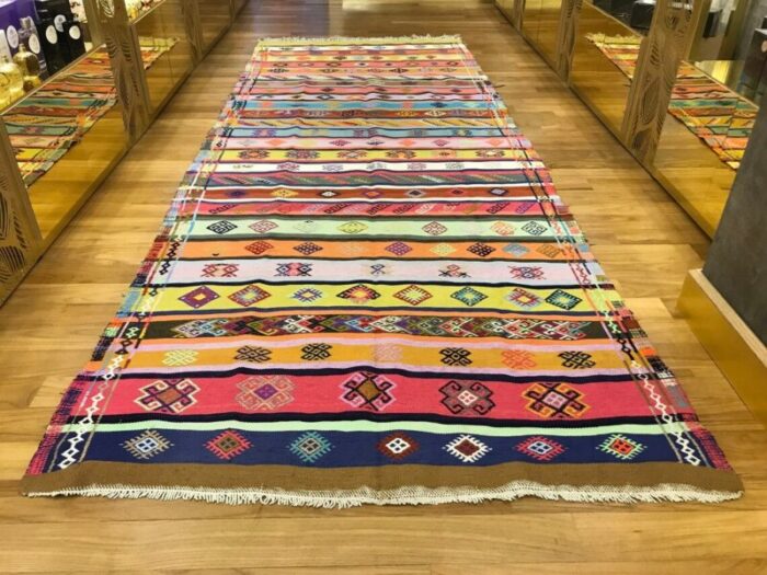 turkish handmade colorful kilim rug 1980s 1