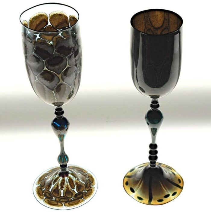 turtoise murano glass goblets from pauly co set of 2 2