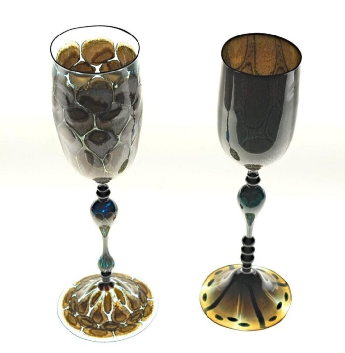 turtoise murano glass goblets from pauly co set of 2 4