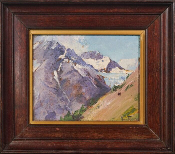 unknown artist mountain landscapes oil on card paintings set of 2 2486