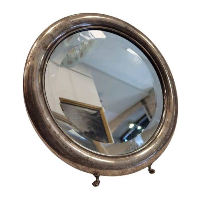 vanity mirror in silver plate france 1930s 1