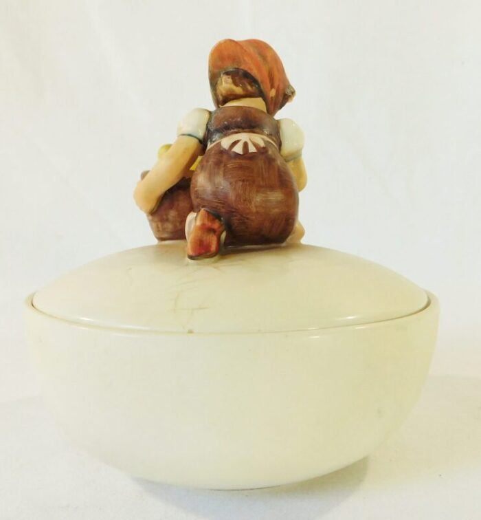 vintage 1960 hummel goebel chick girl porcelain covered candy bowl trinket dish 3903