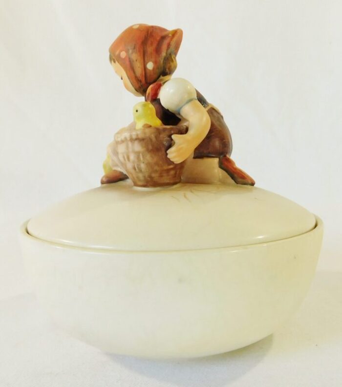 vintage 1960 hummel goebel chick girl porcelain covered candy bowl trinket dish 9493