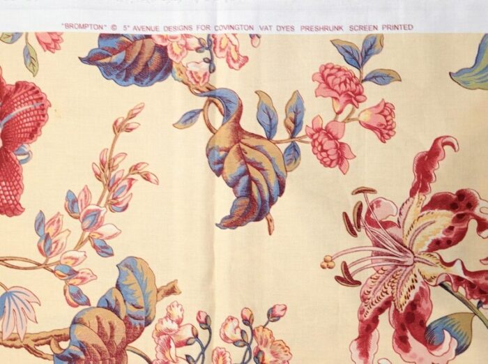 vintage 5th avenue design for covington brompton tropical floral cotton twill 5 yards 0721