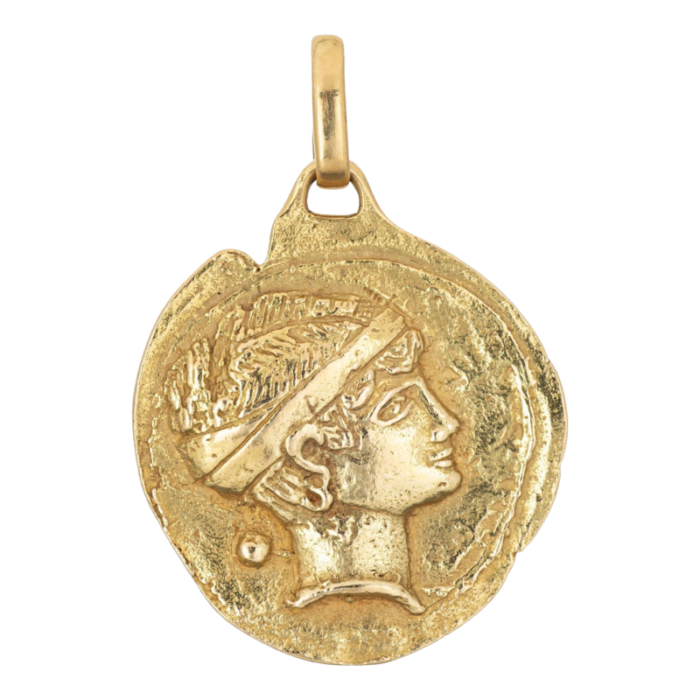 vintage 70s tiffany and co pendant bust of caesar 18k yellow gold medallion 8708