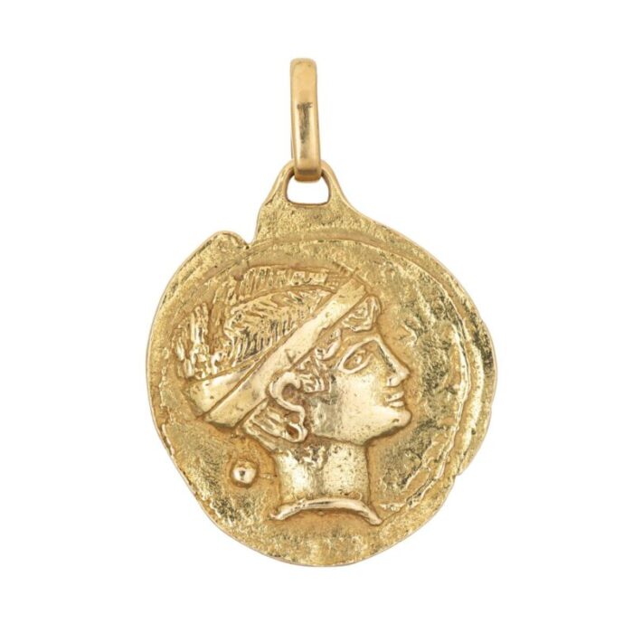 vintage 70s tiffany and co pendant bust of caesar 18k yellow gold medallion 8821