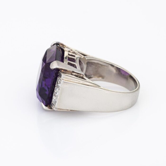 vintage amethyst diamond ring east west 14k white gold sz 5 cocktail jewelry 2253