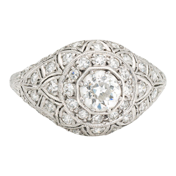 vintage art deco 1ct diamond ring 525 platinum engagement fine bridal jewelry 9775