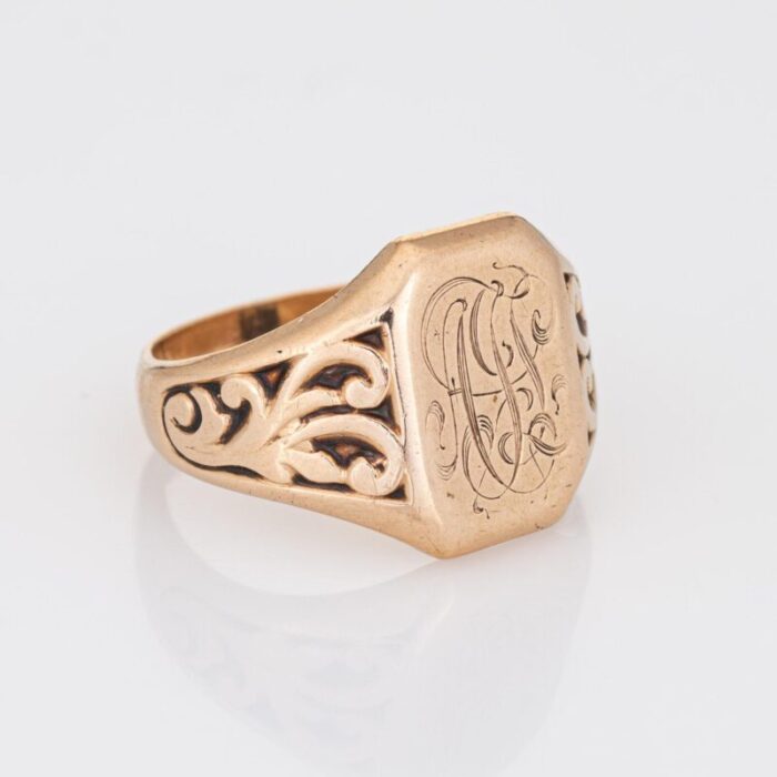 vintage art deco signet ring square 10k rose gold sz 825 fine jewelry 1455