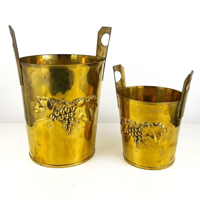 vintage brass buckets embossed gold champagne bucket 1950s set of 2 1