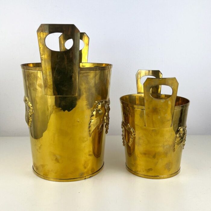 vintage brass buckets embossed gold champagne bucket 1950s set of 2 2