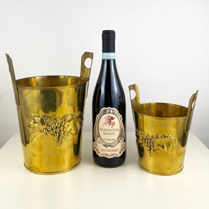 vintage brass buckets embossed gold champagne bucket 1950s set of 2 5